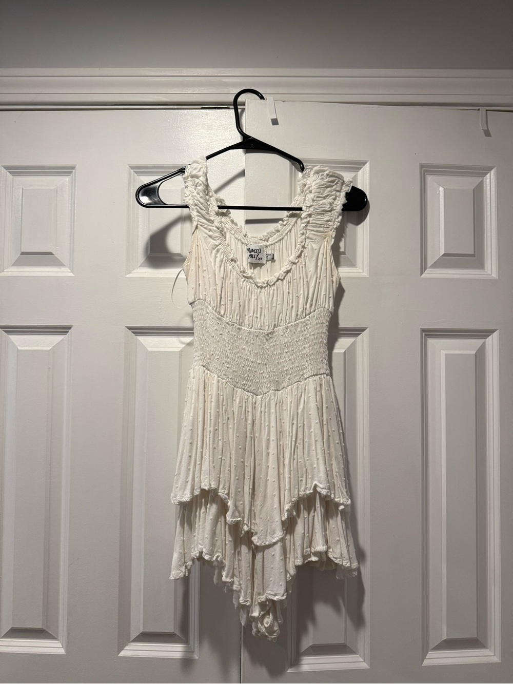 Princess Polly Cream Ruffled Tiered Mini Dress